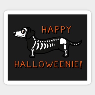 Happy Halloweenie Dachshund Skeleton Sticker